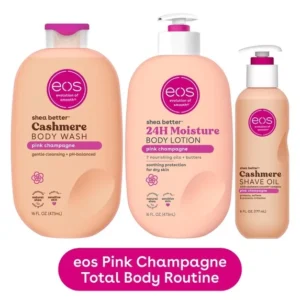 eos Pink Champagne Body Wash, Body Lotion, & Shave Oil Bundle