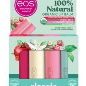 eos 100% Natural & Organic Lip Balm – Strawberry, Mint, Pomegranate & Vanilla (Pack de 4)
